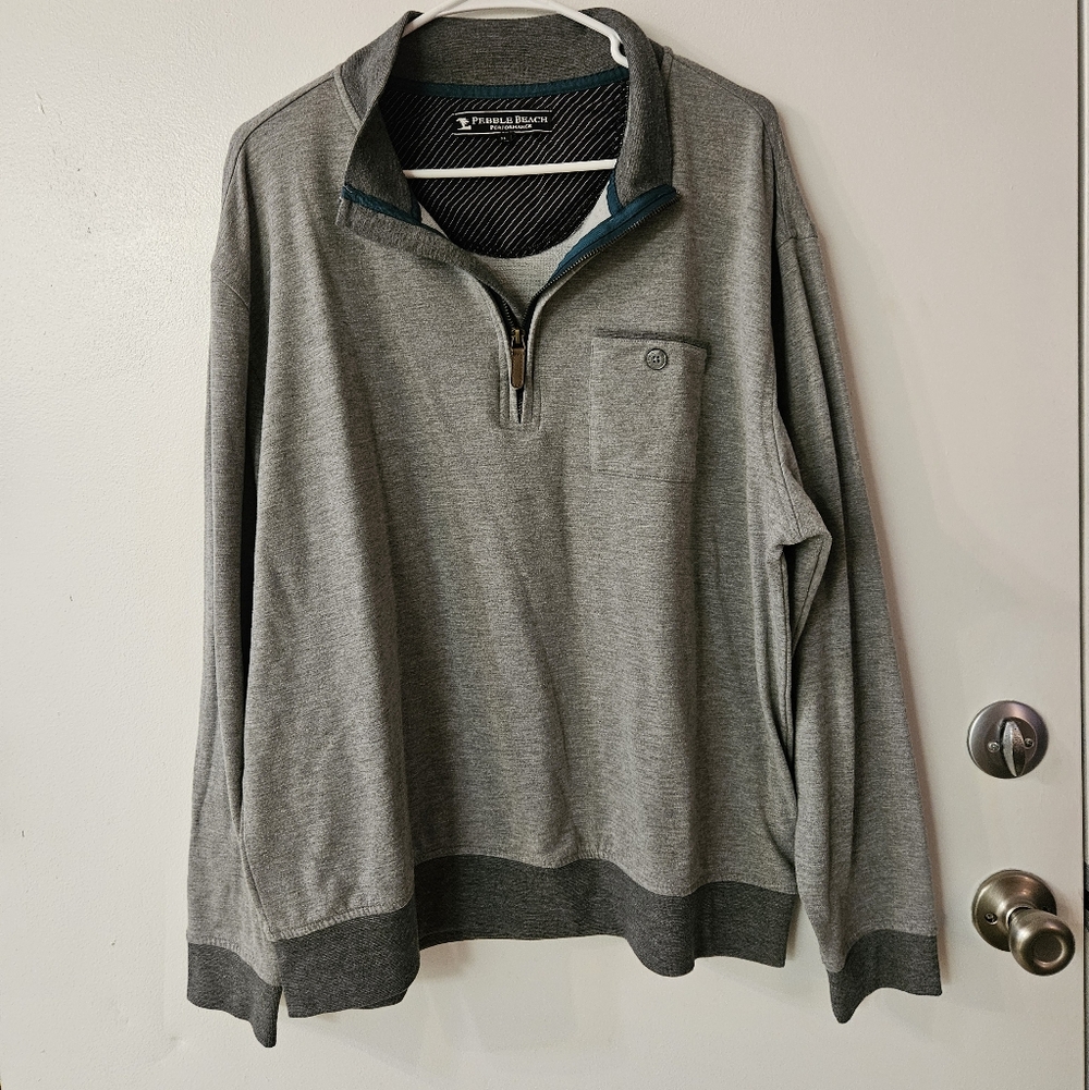 Pebble Beach Men's Gray Quarter-Zip Sweater